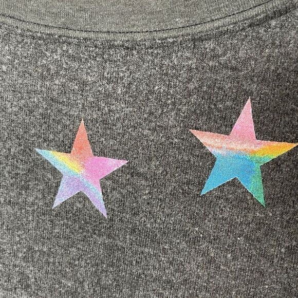 Wildfox Sweatshirt Women's Medium Gray Rainbow Stars Fuzzy Pullover - Picture 7 of 10